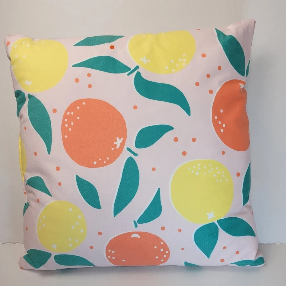 Vibrant Fruit Pattern Decorative Pillow Pink Orange Lemon 15